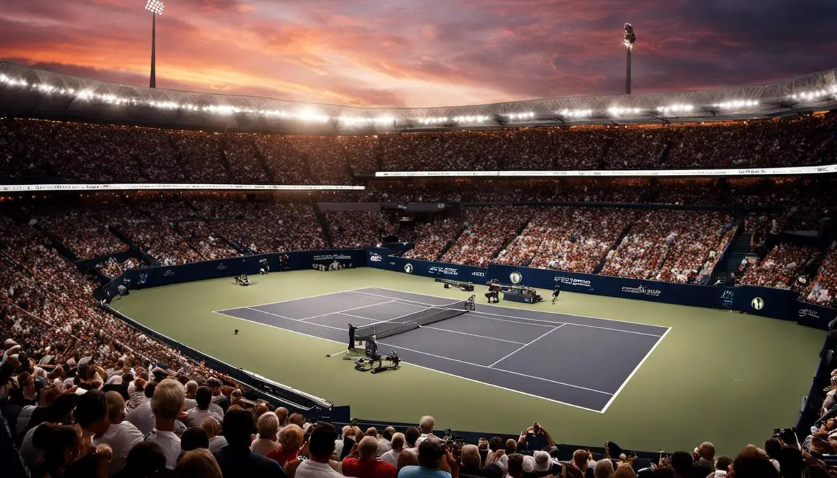 An image showcasing the four Grand Slam tennis tournaments: Australian Open, French Open, Wimbledon, and U.S. Open.