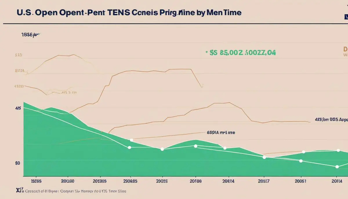 A graph showing the growth of U.S. Open Tennis prize money over time