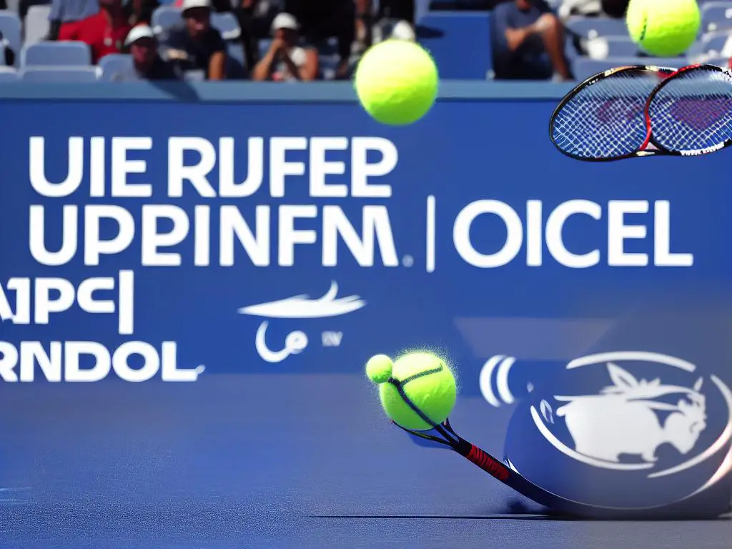 The US Open Tennis logo with a tennis ball on a blue background.