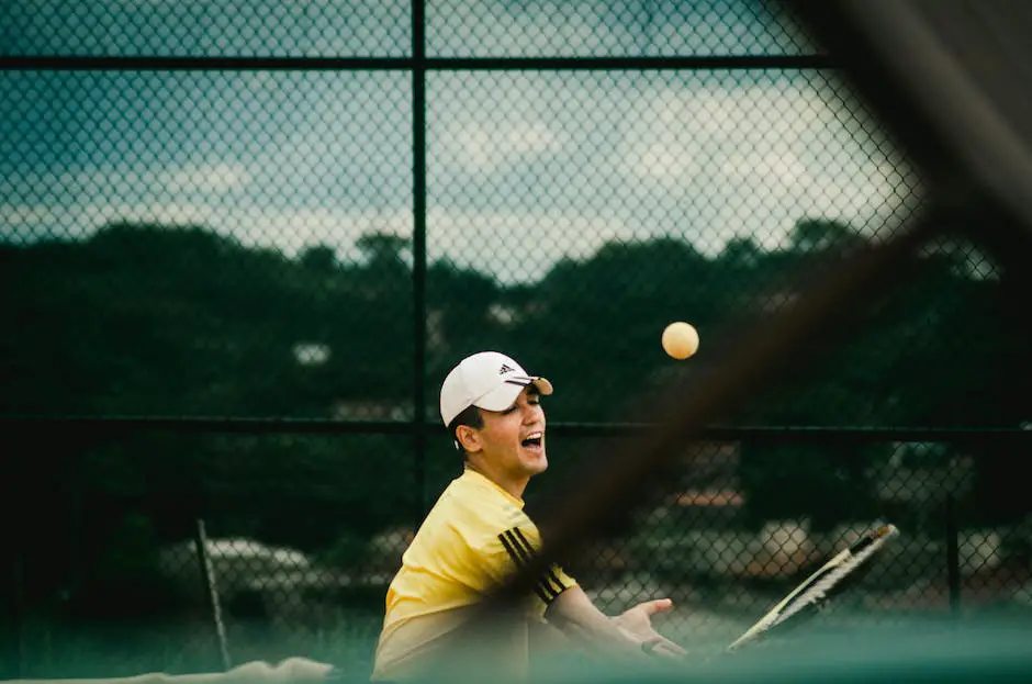 A person playing tennis with intense focus and determination.