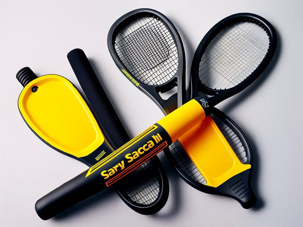 Selection of easy grip squash rackets displayed on a white background