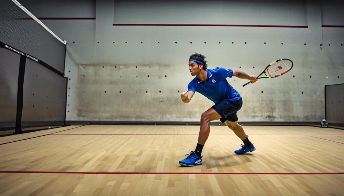 An image of a squash player demonstrating mental tactics in the game.