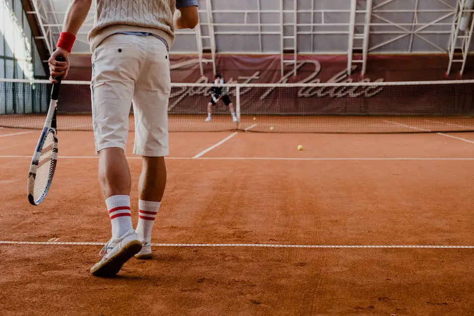 Image illustrating opponent analysis in tennis singles. Two tennis players on opposite sides of the court, analyzing each other's strategies and playing styles.