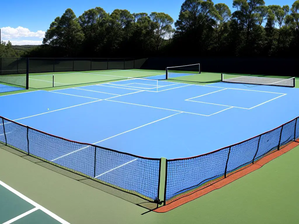 Image of a padel tennis court construction showing the placement of nets, glass walls, and floodlights.