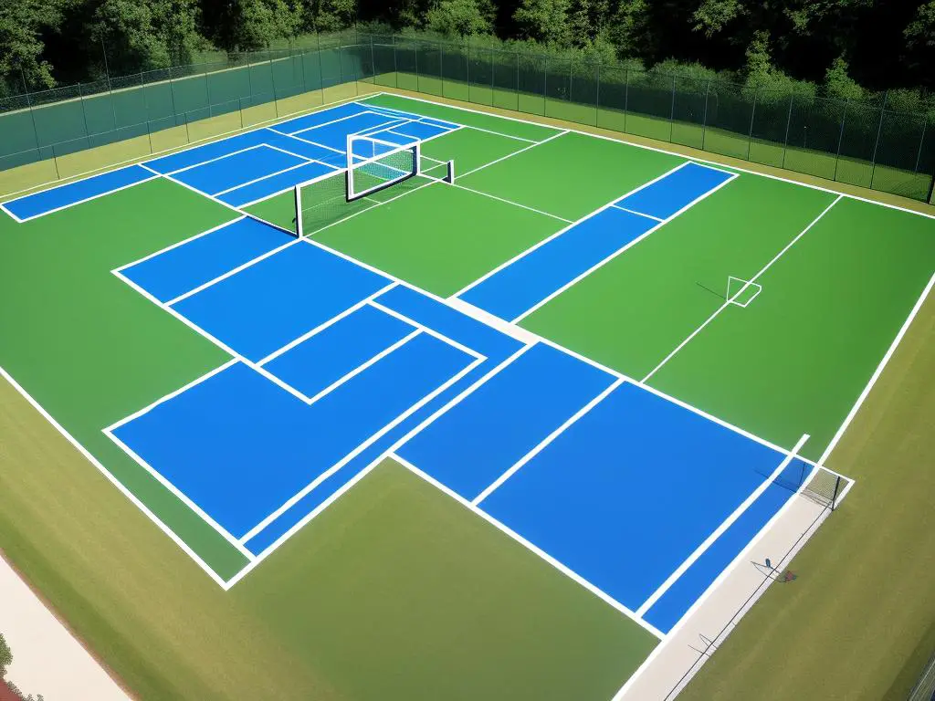 A diagram showing the dimensions of a padel tennis court, including the playing area size, wall heights, and divider net heights.