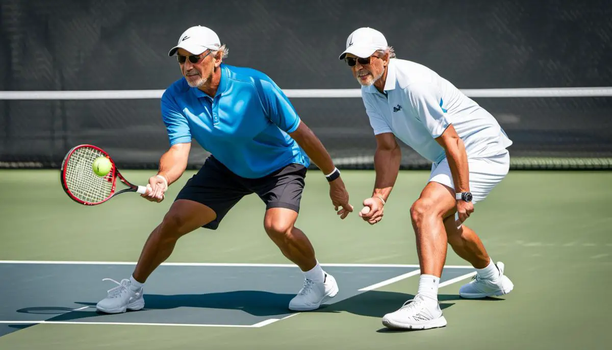 Image depicting a pickleball player analyzing their opponent's play style by observing their movements, shot preferences, weaknesses, and strengths.