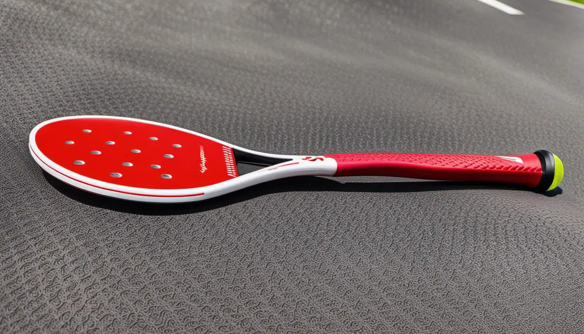 Image of a well-maintained pickleball paddle with a clean surface and intact grip, representing proper paddle care and maintenance for optimal performance and longevity.
