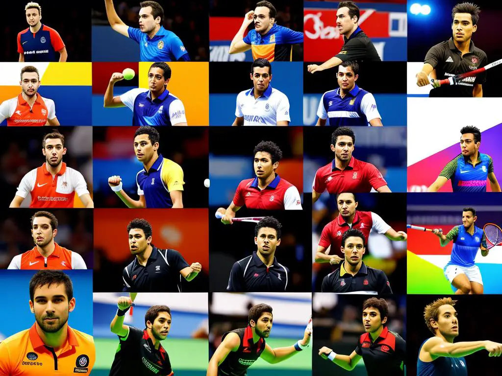 Collage of famous squash players showcasing the diversity and achievements in the sport.