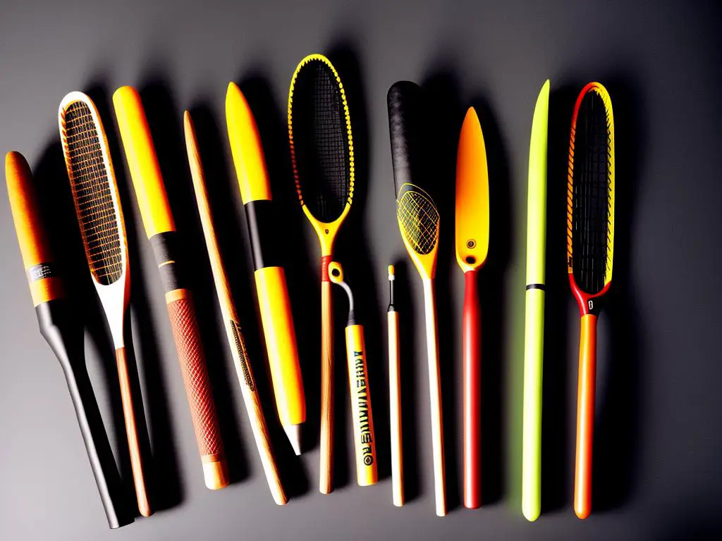 Various squash rackets with different grips