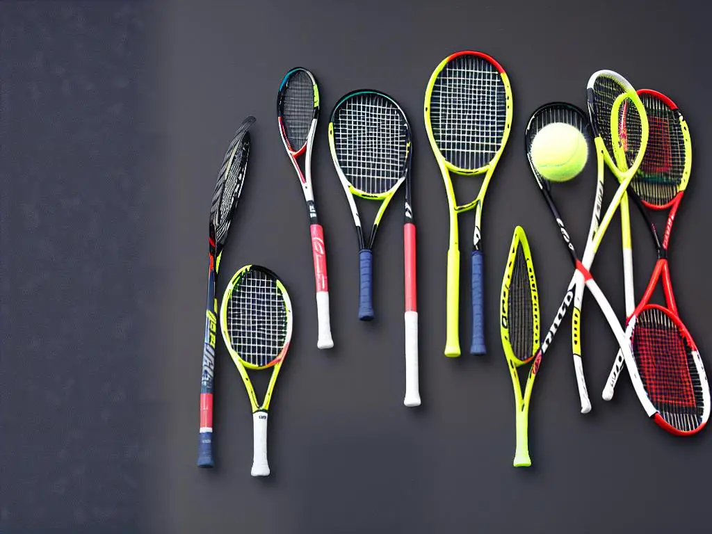 Illustration of different types of tennis rackets showcasing their shapes and designs