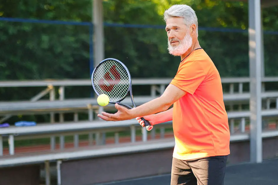 A person serving a tennis ball with focus and determination.