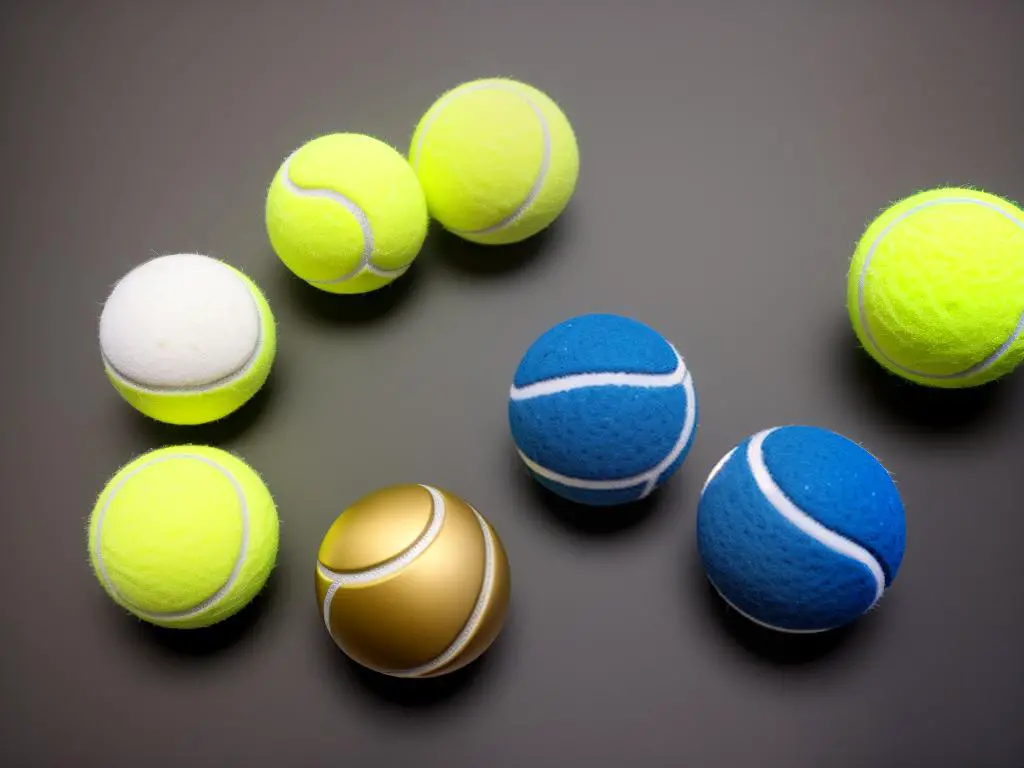 An image of different types of tennis balls, showcasing the differences between pressurized and pressureless balls